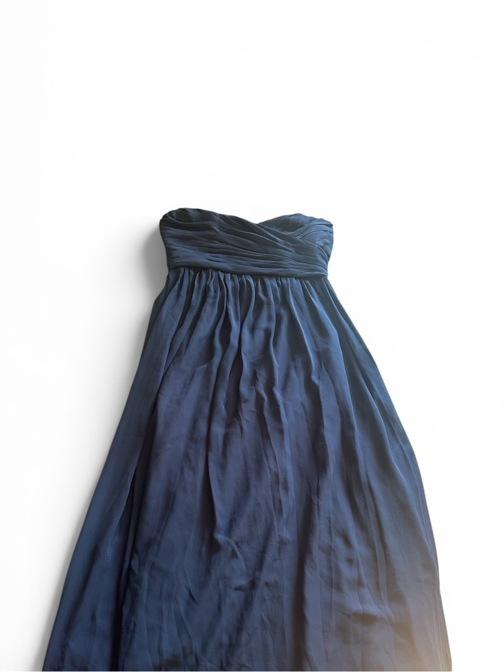 Monique Lhuillier Strapless Midnight Blue Chiffon Gown US12